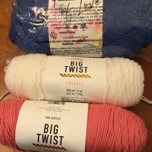 Collection of 3 skeins of yarn - Lions Brand and Big Twist